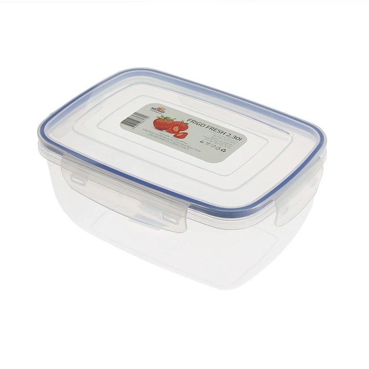 Caserola alimente, Frigo Fresh, plastic, dreptunghiulara, transparent, 2.3 L