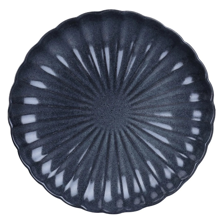 Farfurie intinsa D4014B, portelan, gri inchis, 20 cm