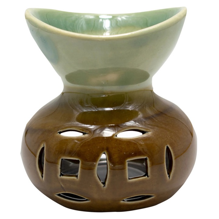 Aromatizátor gradiens, Aroma Land, kerámia, zöld + barna, 8 x 9.5 cm