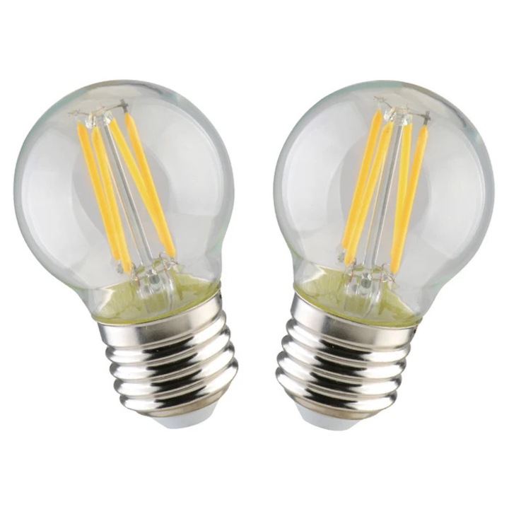 Bec LED filament Hoff mini G45 E27 4.9 W 600 lm lumina calda 2700 K - 2 buc