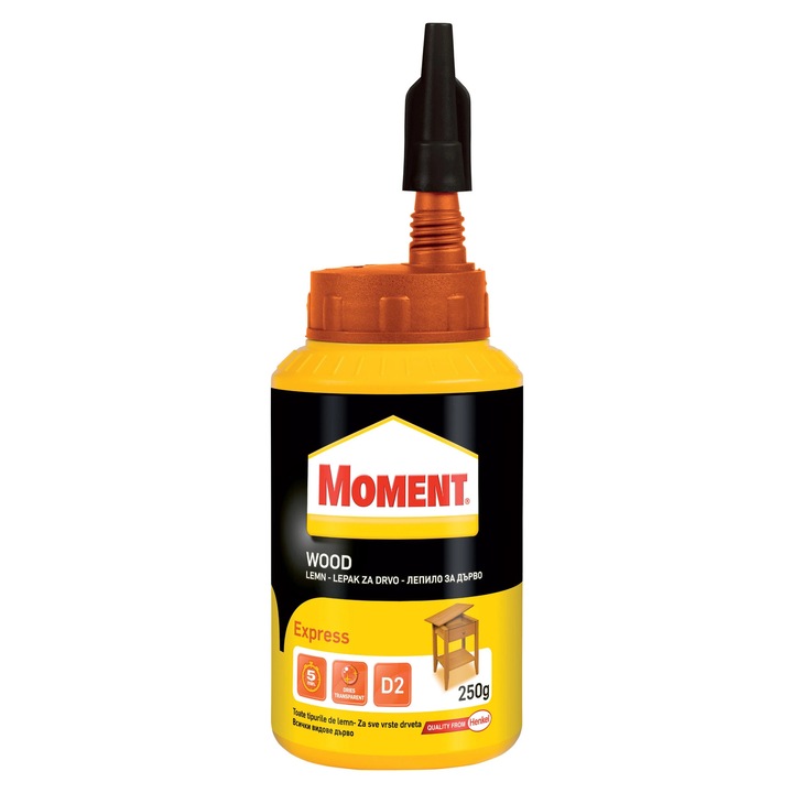 Adeziv pentru lemn, Moment Wood Express, interior, alb, 250 g