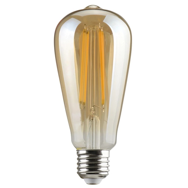 Bec LED filament Hoff clasic ST64 E27 8 W 900 lm lumina calda 2500 K, auriu, dimabil