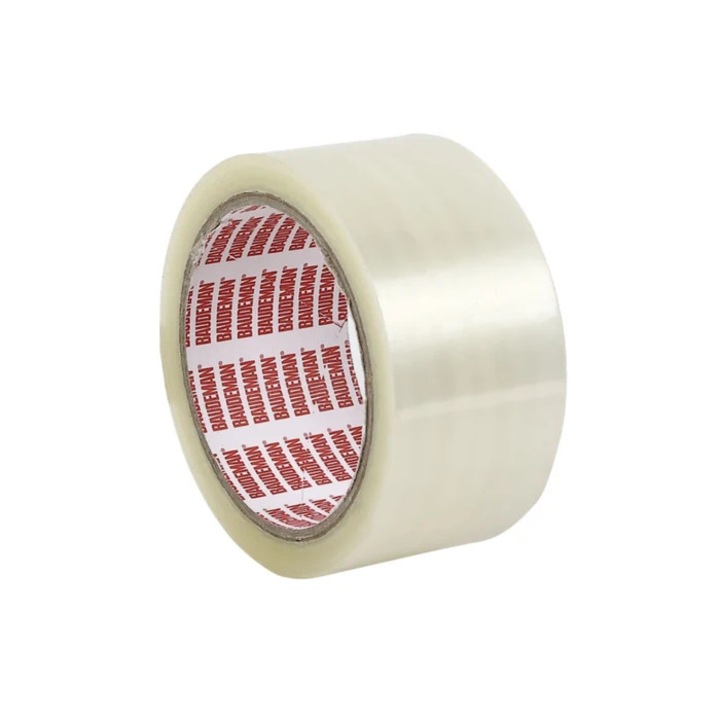 Banda adeziva pentru ambalare Baudeman, cu suport BoPP, transparent, 60 m x 48 mm