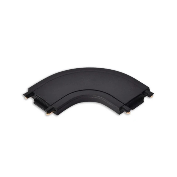 Conector R semirotund Klausen Track Light KL182014, 90 de grade, pentru sina magnetica, 48 V DC, IP20, negru