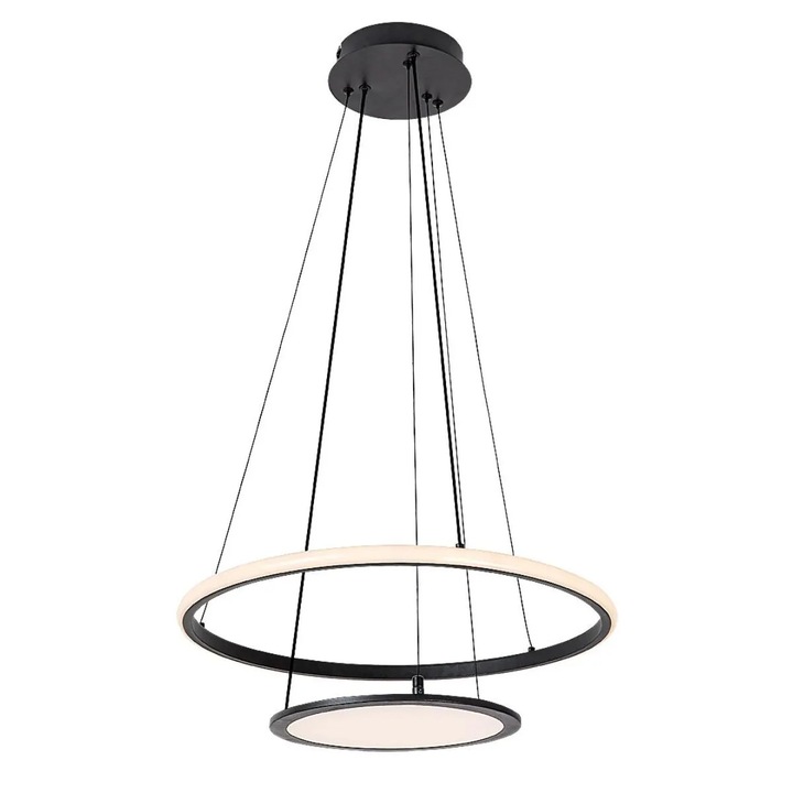 Suspensie LED Jasero 72040, 42 W, 2260 lm, lumina calda / neutra / rece, dimabil, cu telecomanda, negru + alb, modern