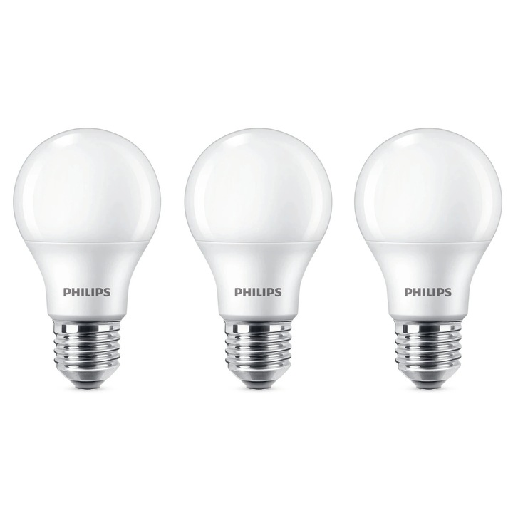 LED крушка Philips класическа A60M E27 8 W 806 lm неутрална светлина 4000 K - 3 бр