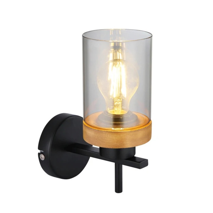 Aplica Finca 15557 W, 1 x E27, negru + lemn, clasic