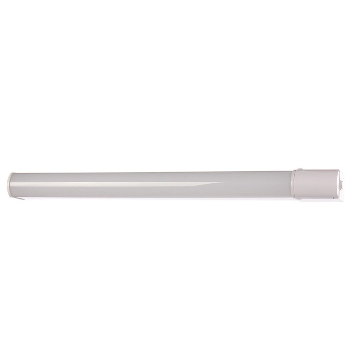 LED аплик за баня Comtec MF0011-11802, с контакт и ключ, 15 W, 1350 lm, неутрална светлина 4000 K, IP44, бял + сребрист, класически
