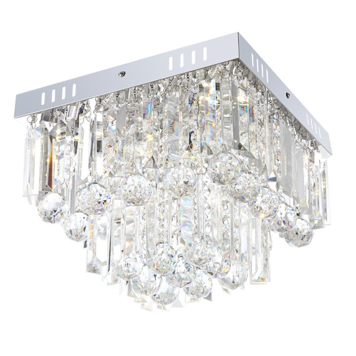 Плафониера LED Cleo 68594-6A, 6 x 3 W, неутрална светлина, хром + акрил, модерна