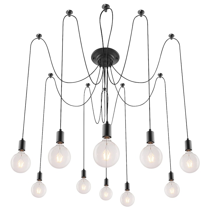 Candelabru Caspar 2224, 10 x E27, negru, industriala