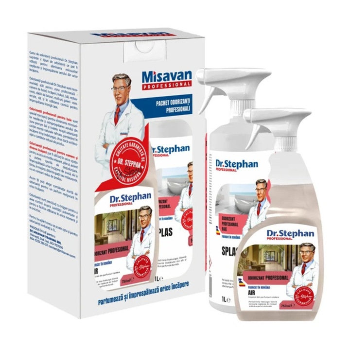 Dr. Stephan Splas professzionális fürdőszobai illatosító spray 1L + Dr. Stephan Air professzionális szobaillatosító spray 750 ml
