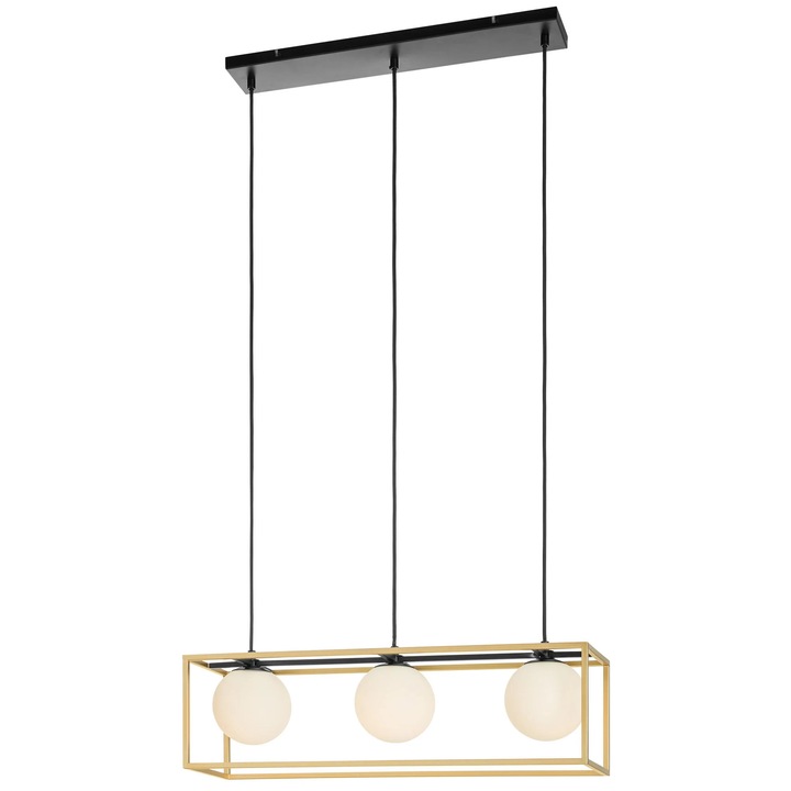 Suspensie Zodiac 01-3057, 3 x E14, negru + alama + alb, modern