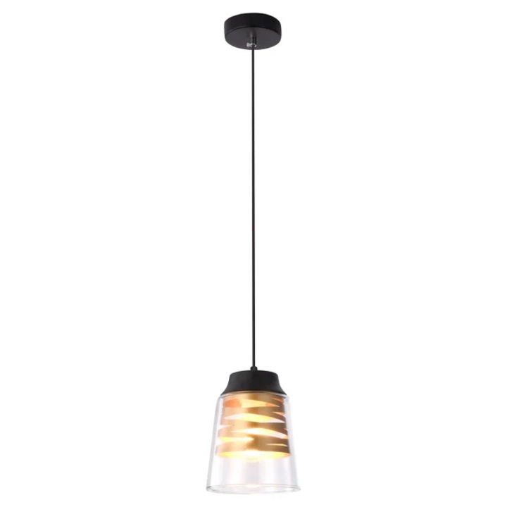 Suspensie Zenaida 3543, 1 x E27, negru mat + transparent, modern