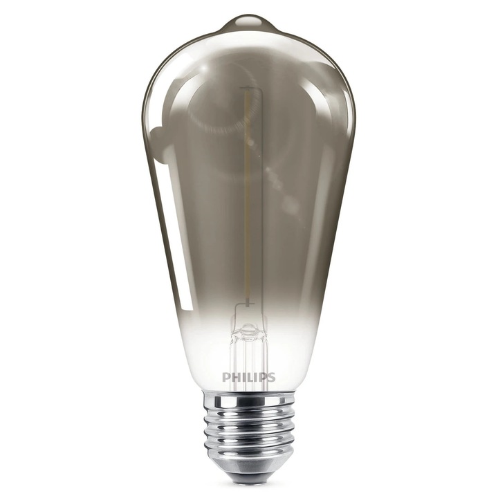 Bec LED filament smoky Philips clasic ST64 E27 2.3 W 100 lm lumina calda 1800 K