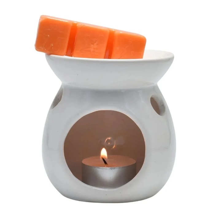 Illatosító és illatos viasz Blissful, Aroma Land, kerámia, fehér, 10.5 x 19.5 cm