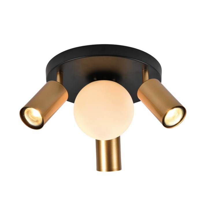 Плафониера Spoty KL 164004, 3 x GU10 + 1 x E14, черна + златна, модерна