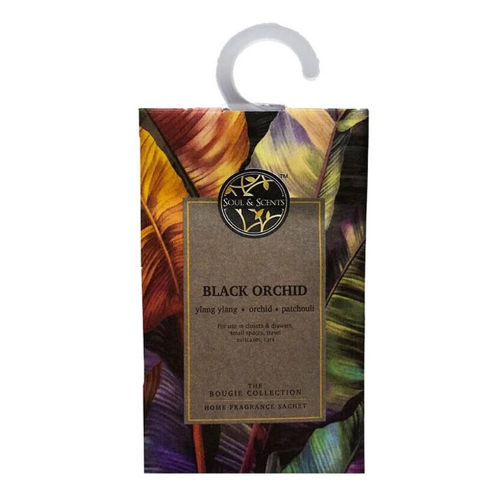 Aroma Land illatos gardrób tasak, Fekete Orchidea, ilang-ilang + orchidea + pacsuli illatok, 7 x 11 cm