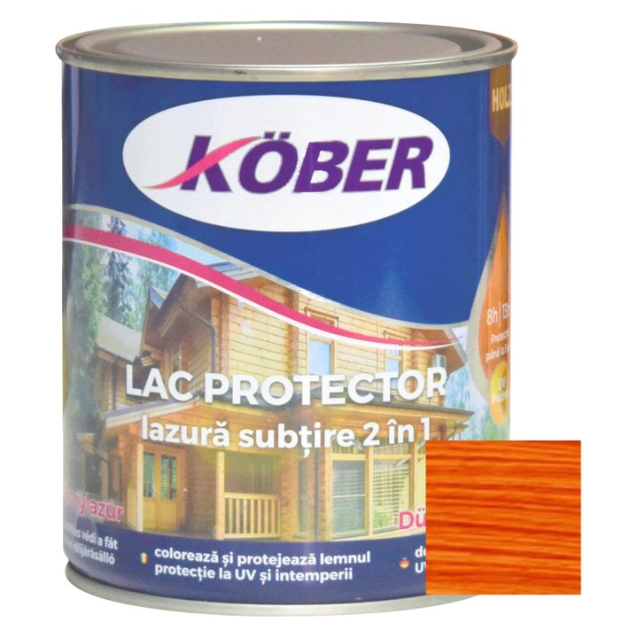 Лак / тънък лазур 2 в 1 за дърво, Kober, череша, интериор / екстериор, 0.75 L