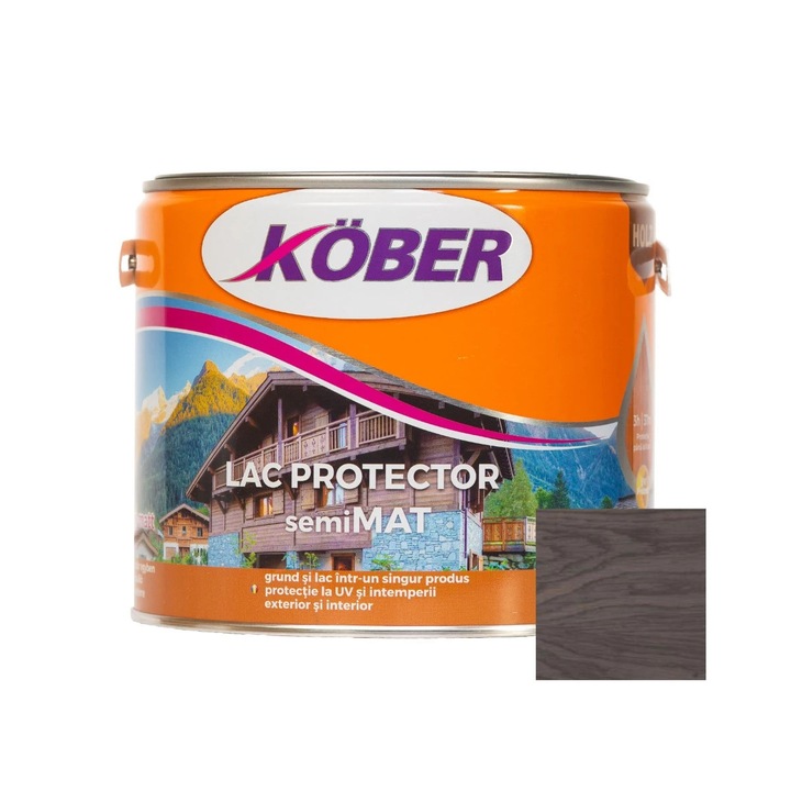 Лак за дърво, Kober полуматов, сив дъб, интериор/екстериор, 2.5 L