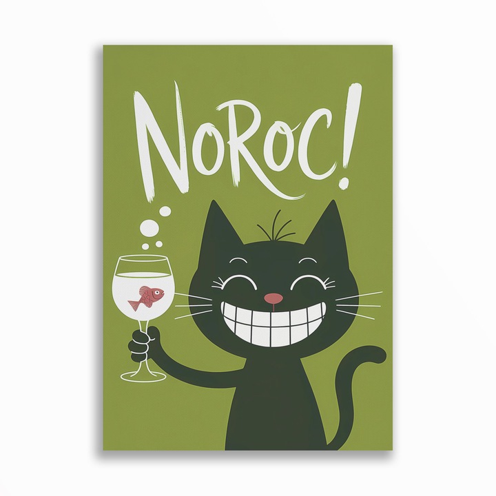 Декоративна канава картина, комично послание с котки, Късмет, A3 (29.7 x 42 см), Без рамка