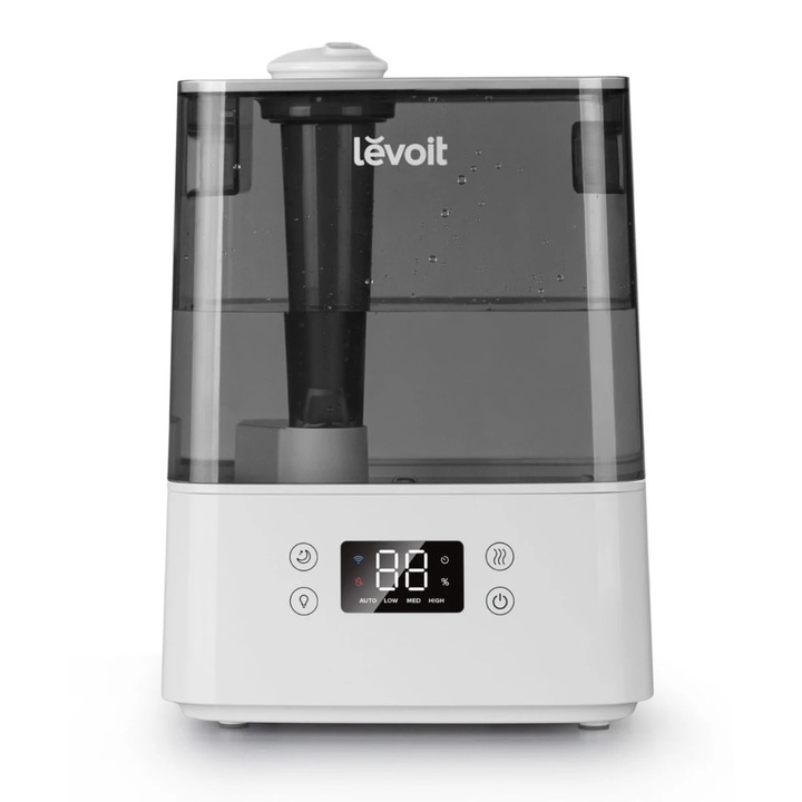 Umidificator aer Levoit Classic 300S, cu senzor, rezervor 6 L, 3 viteze, aromaterapie, control WI-FI, lumina de veghe, 26 W, alb