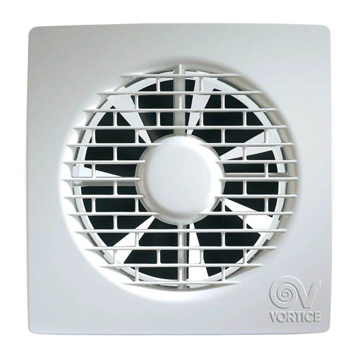 Ventilator baie, axial, Vortice Punto Filo MF 100/4", cu timer, cu clapeta antiretur, plastic, IPX4, 15 W, 2400 RPM, 85 mc/h, D 100 mm