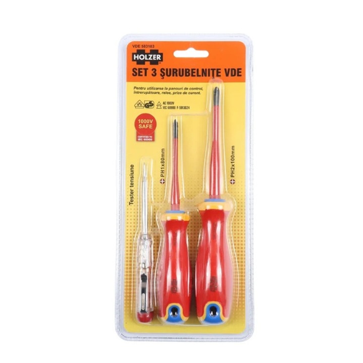 Set 3 surubelnite, Holzer VDE583103, izolare la 1000 V