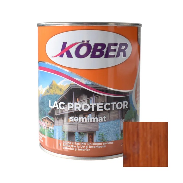 Лак за дърво, Kober полумат, махагон, интериор / екстериор, 0.75 L