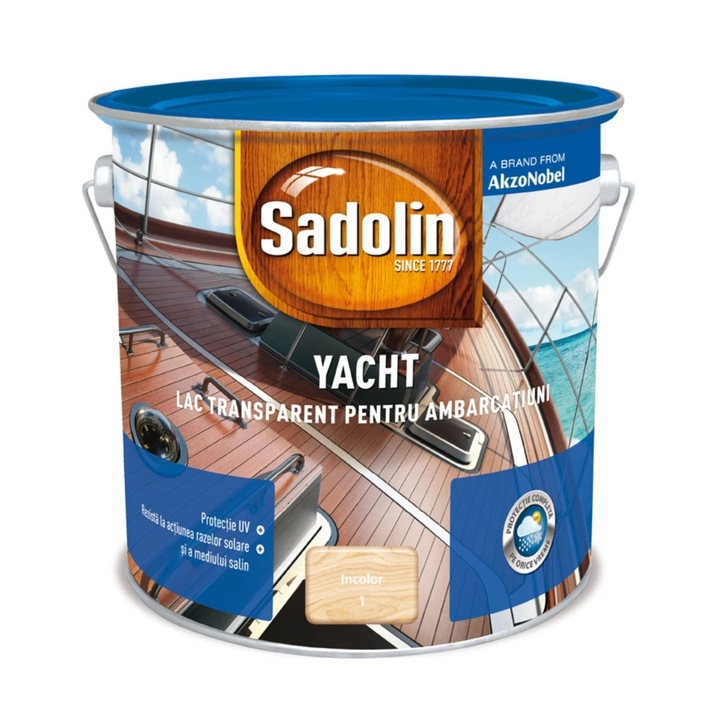 Lac pentru lemn Sadolin Yacht, incolor, interior / exterior, 2.5 L