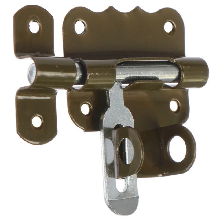 Zavor aplicat cu bolt rotund si mecanism blocare, inchidere cu lacat, auriu, 53 x 38 mm