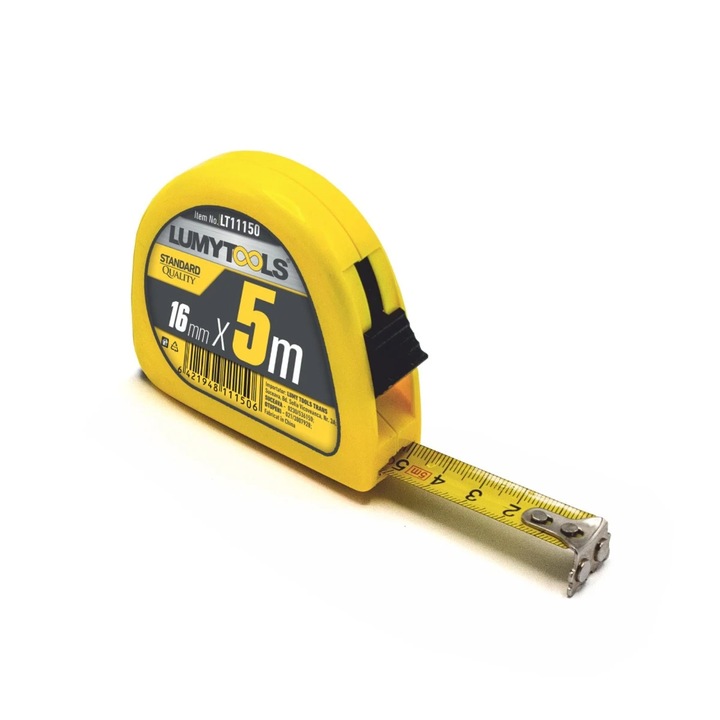 Ruleta cu banda metalica, cu blocare, cu magnet, Lumytools LT11150, 5 m