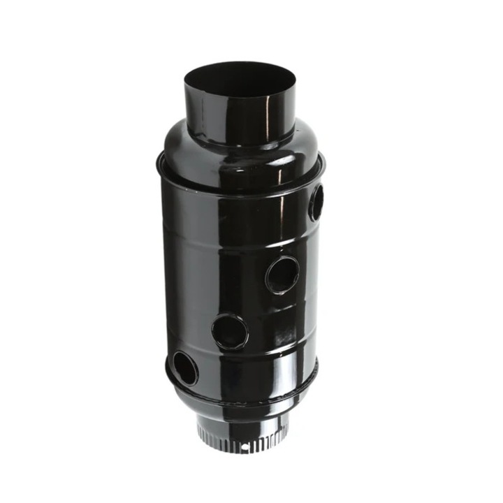 Burlan recuperator caldura, Roza Email, otel, D 130 mm, negru