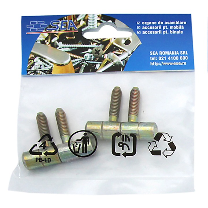 Balama cu 2 tije, pentru mobila, din zamac, D 14 x 48 mm, set 2 bucati