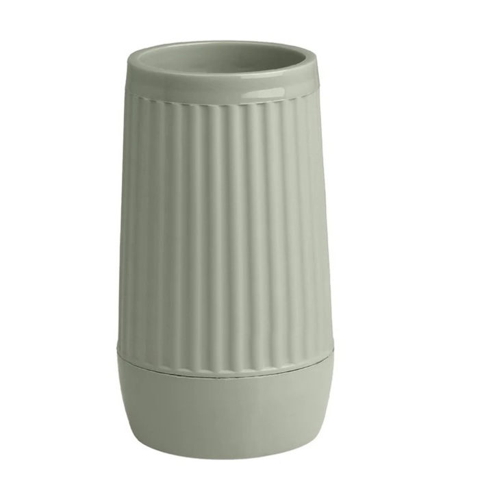 Fürdőszobai pohár személyes higiéniához, Okyanus Home Nida OKY-391, polipropilén, állvánnyal, zöld, 13 x 7.5 x 7.5 cm