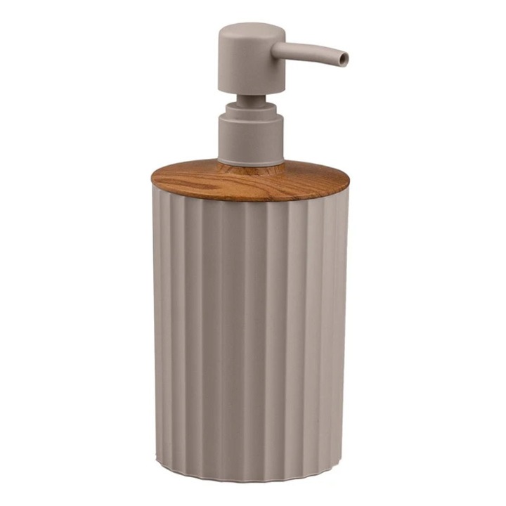 Dozator sapun lichid Okyanus Home Coliseum OKY-455-3, 0.4 L, polipropilena + ABS, maro + lemn