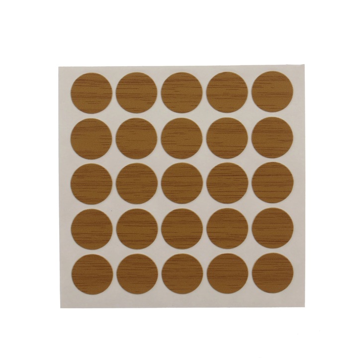 Capac autoadeziv, pentru mascare suruburi mobila, 12 mm, stejar, set 100 bucati