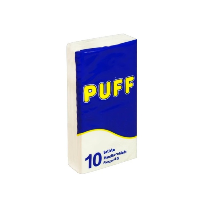 Servetele nazale fara parfum Puff, alb, 3 straturi, 10 pachete / set