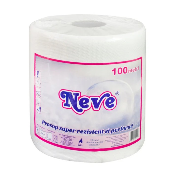 Prosop hartie Neve, alb, 2 straturi, 100 m