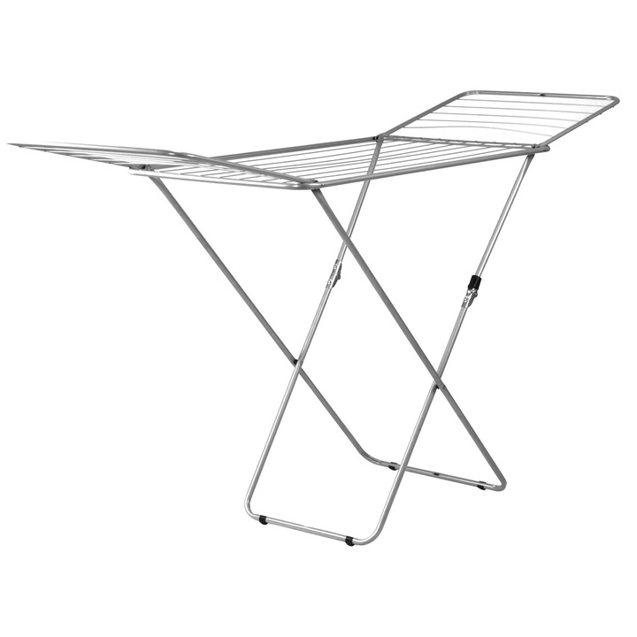 Szárítóállvány, szürke, fém, 180 x 55 x 93 cm