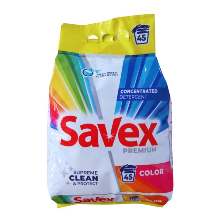 Detergent de rufe pudra, automat, Savex Premium Color, 3.6 kg