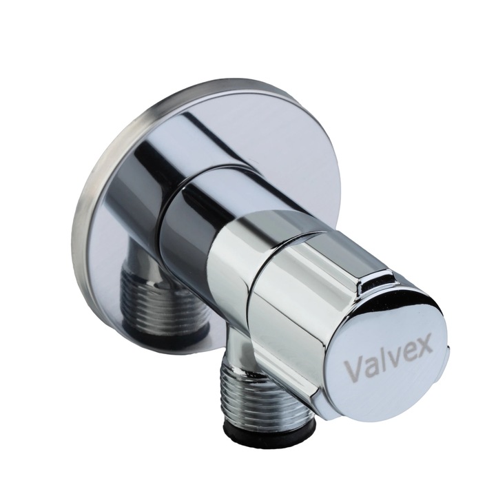 Robinet coltar crom, pentru instalatii apa si incalzire, cu cap ceramic, Valvex Star, 1482670, alama, 1/2" - 1/2"