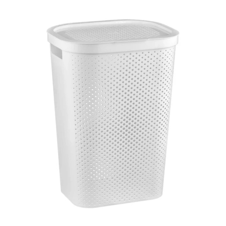 Cos de rufe Curver Infinity, plastic reciclat, alb, 44 x 35 x 60 cm, 60 L