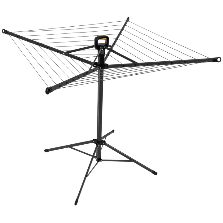 Uscator rufe tip umbrela Casa Si Rotary Pop-Up, cu suport pentru umerase, alb + negru, metal + plastic, 1000 x 1000 x 1100 mm, 20 m