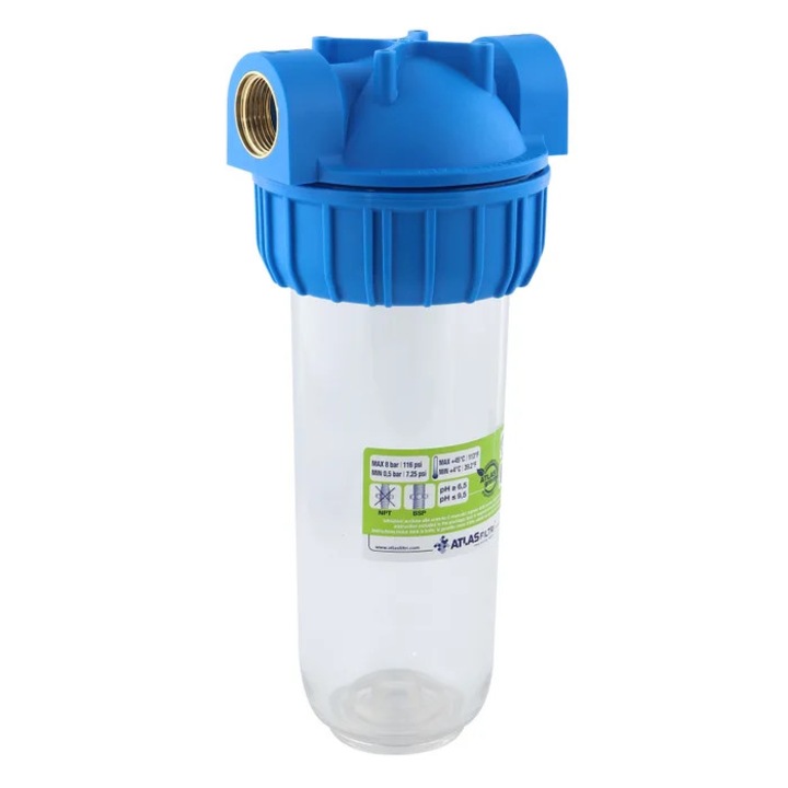 Корпус филтър за питейна вода ATLAS Filtri 10, Senior Plus 3P BFO BX - AS, 1"