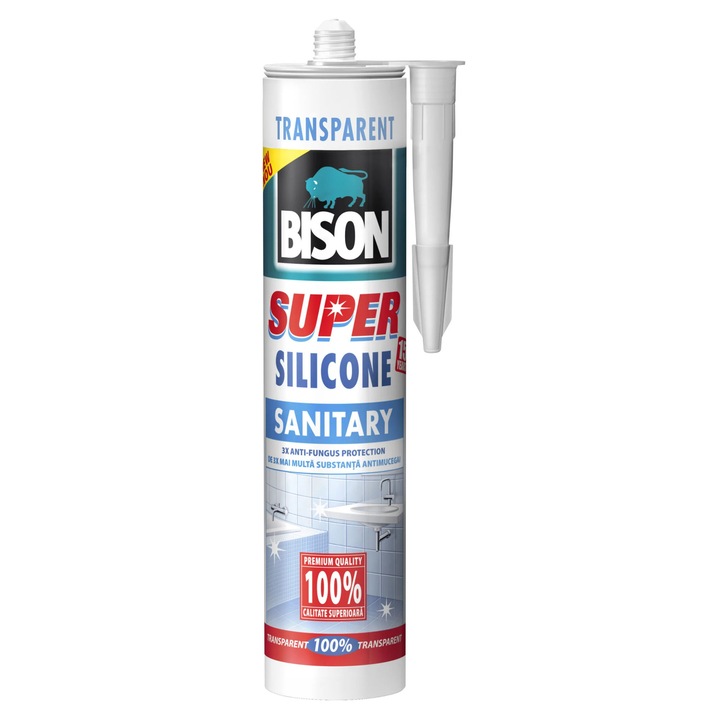 Silicon sanitar, Bison Super, rezistent la apa, transparent, interior, 280 ml