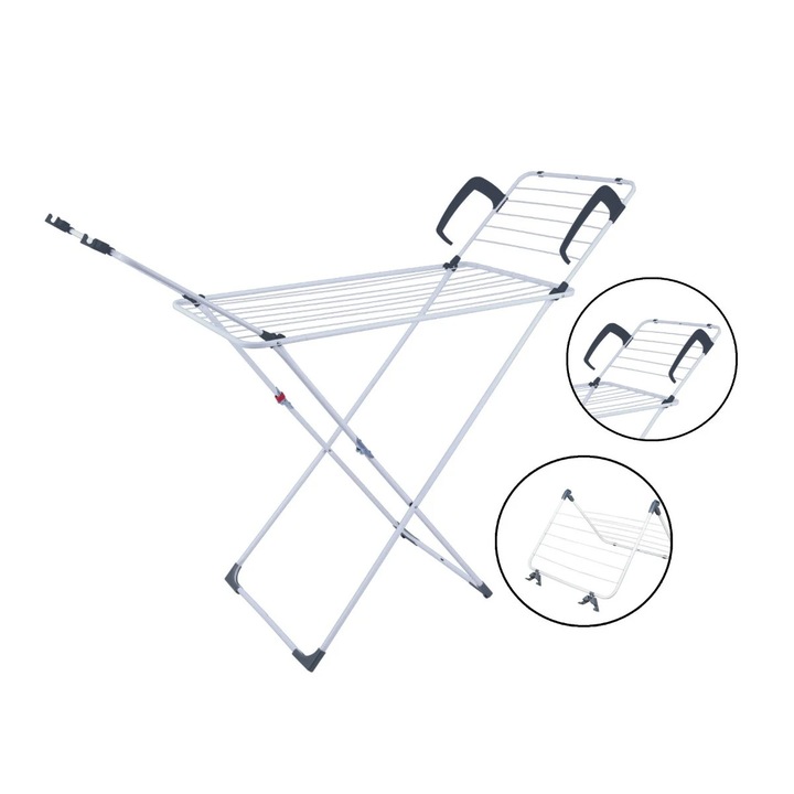Szárítóállvány, Eurogold 0531, 3 az 1-ben, multifunkcionális, fém + műanyag, 1710 x 550 x 990 mm