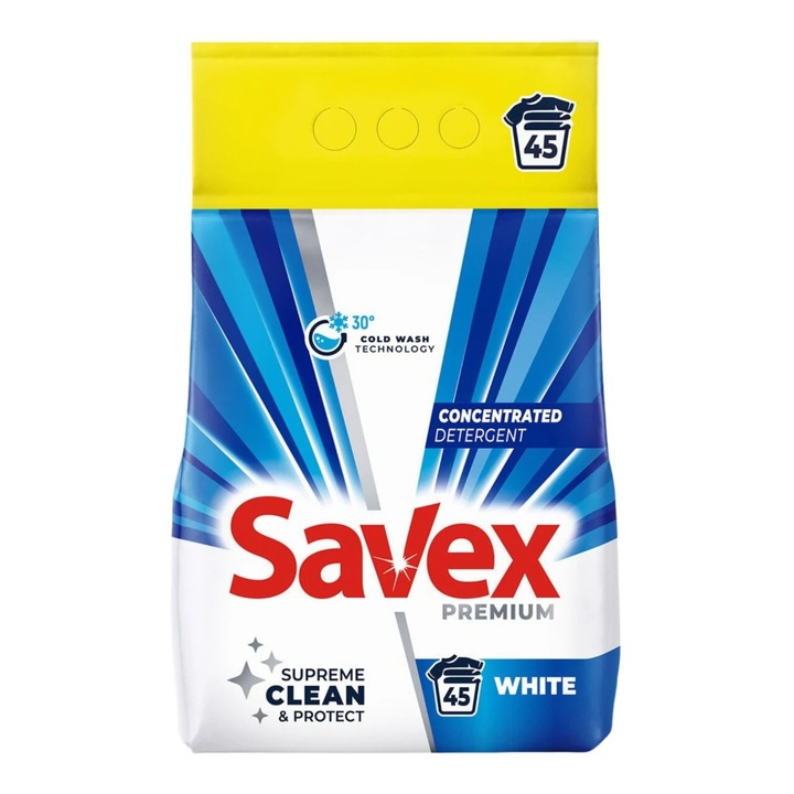 Detergent de rufe pudra, automat, Savex Premium White, 3.6 kg