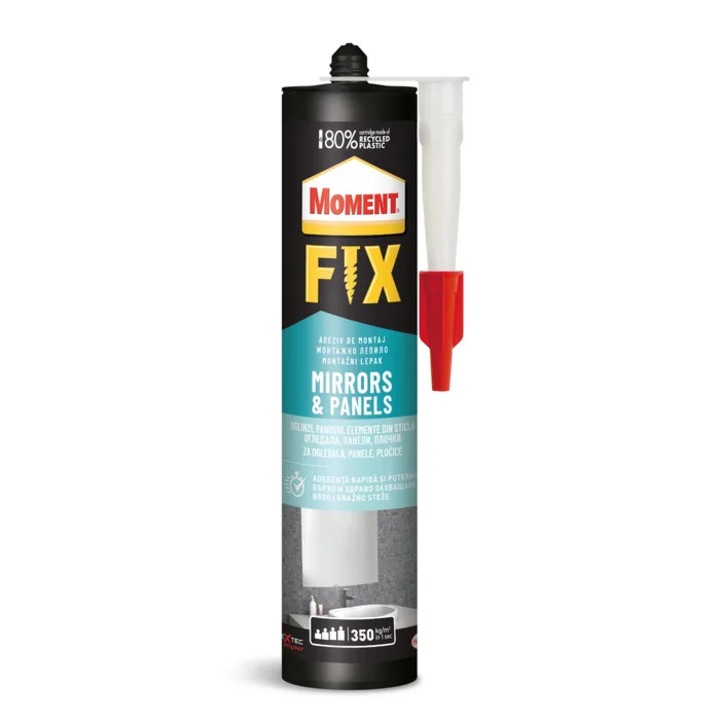 Adeziv montaj pentru oglinzi/sticla, Moment Fix Mirrors & Panels, interior / exterior, 400 g