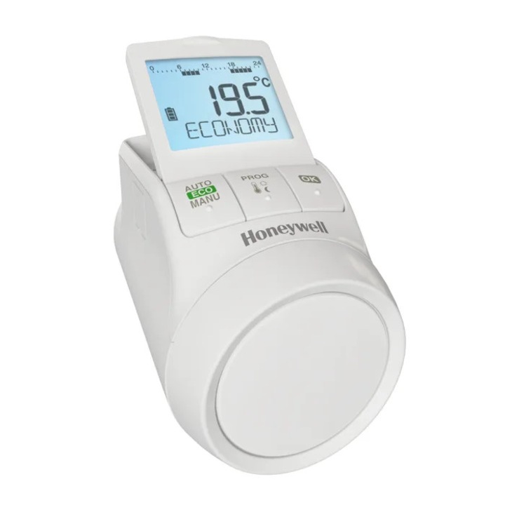 Cap termostat calorifer, programabil, afisaj digital, functie fereastra deschisa, Honeywell HR90EE