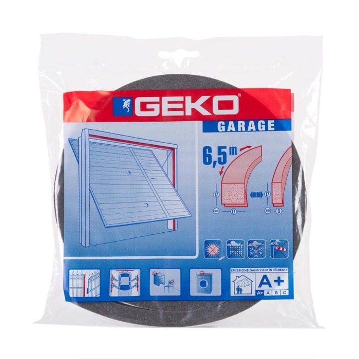 Garnitura adeziva pentru izolare termica, Geko Garage, poliuretan expandat, gri, 17 mm x 6.5 m